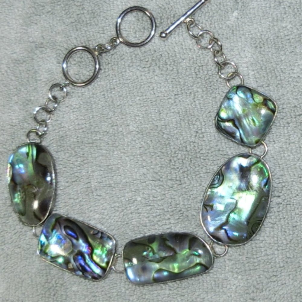 Sterling Silver & Abalone Shell Lucas Lameth (LUC) Toggle Bracelet Small-Large